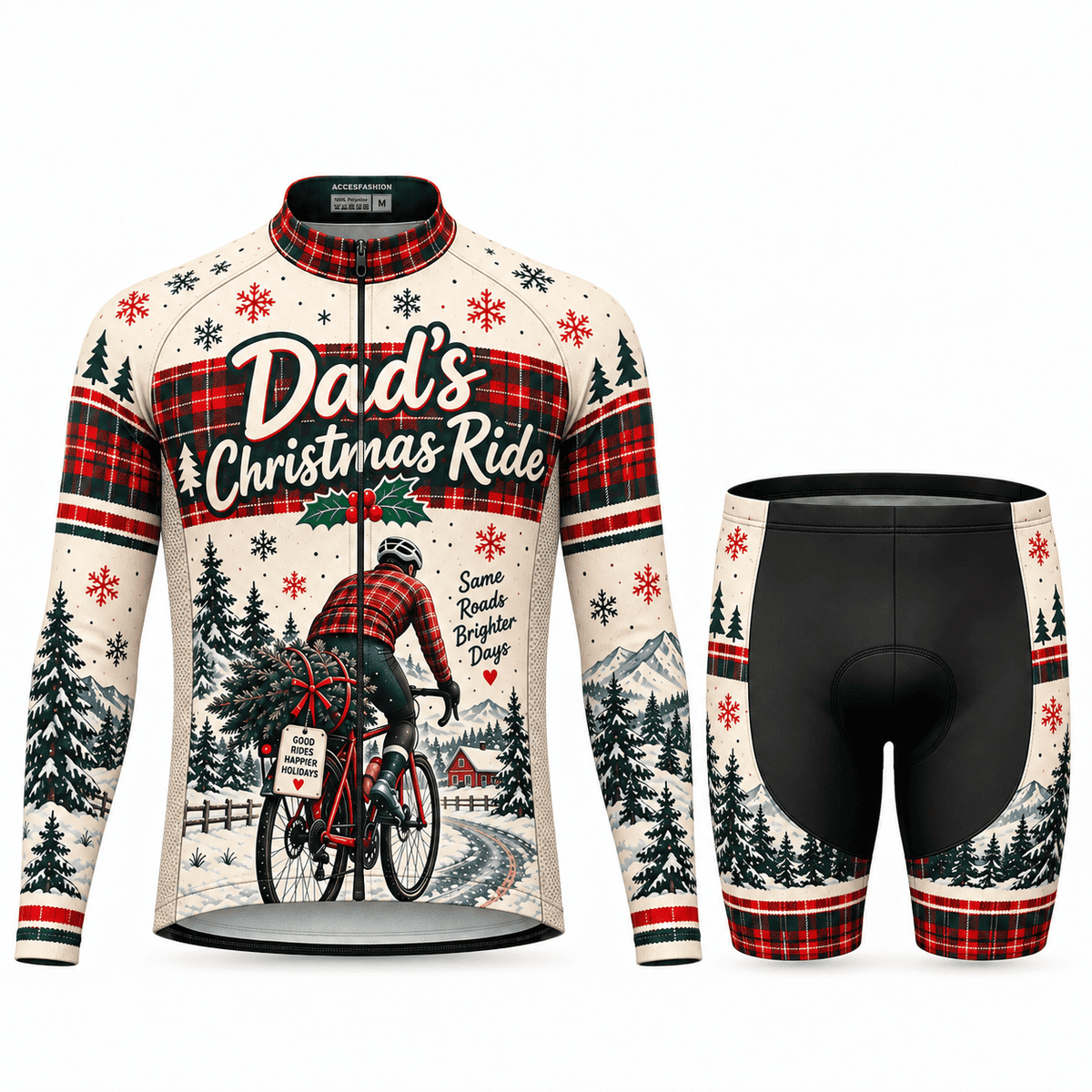 Personalized Dad's Christmas Ride Cycling Jersey & Kit Men Long Sleeve Shorts Kit