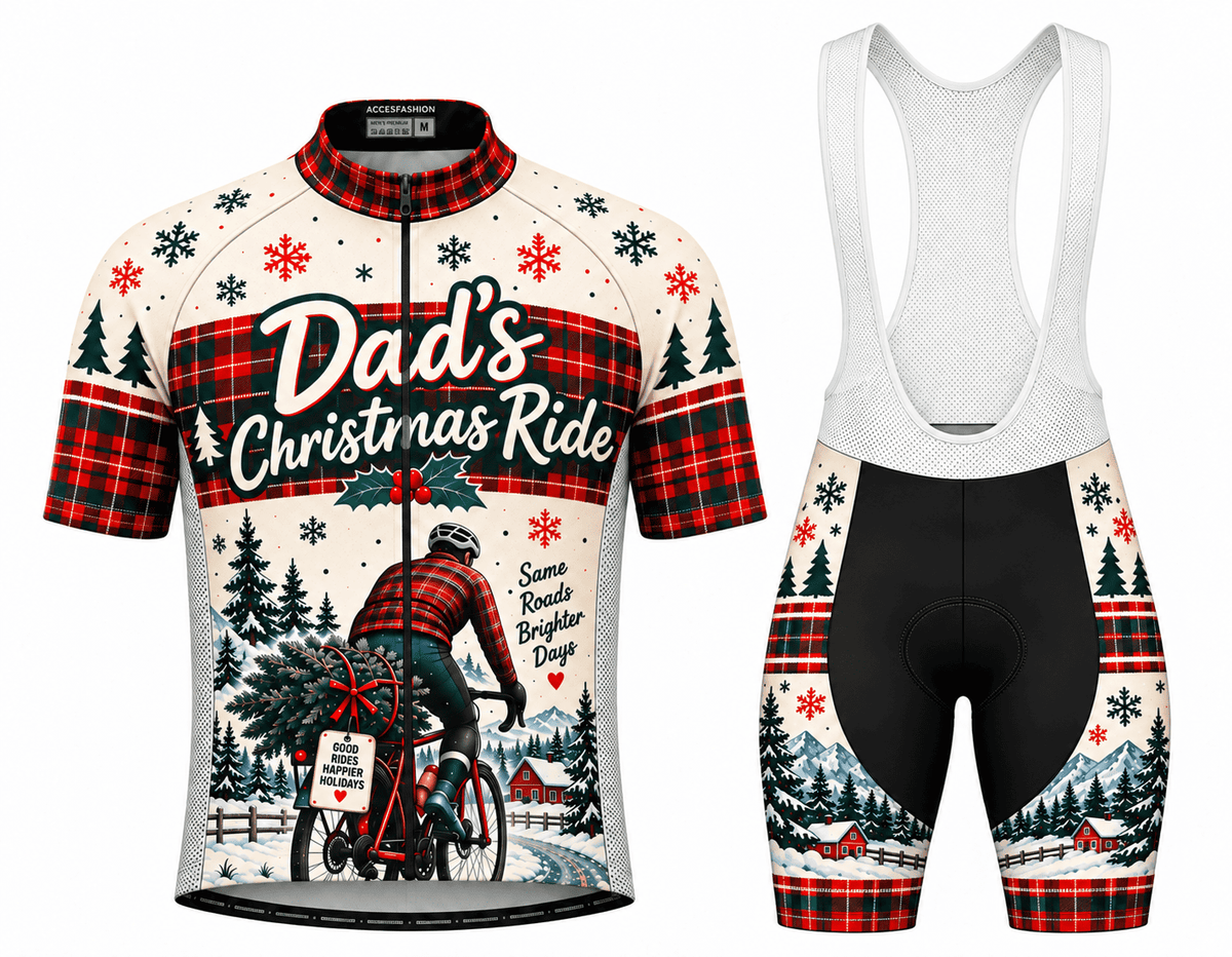 Personalized Dad's Christmas Ride Cycling Jersey & Kit Men Short Sleeve Bib Shorts Kit