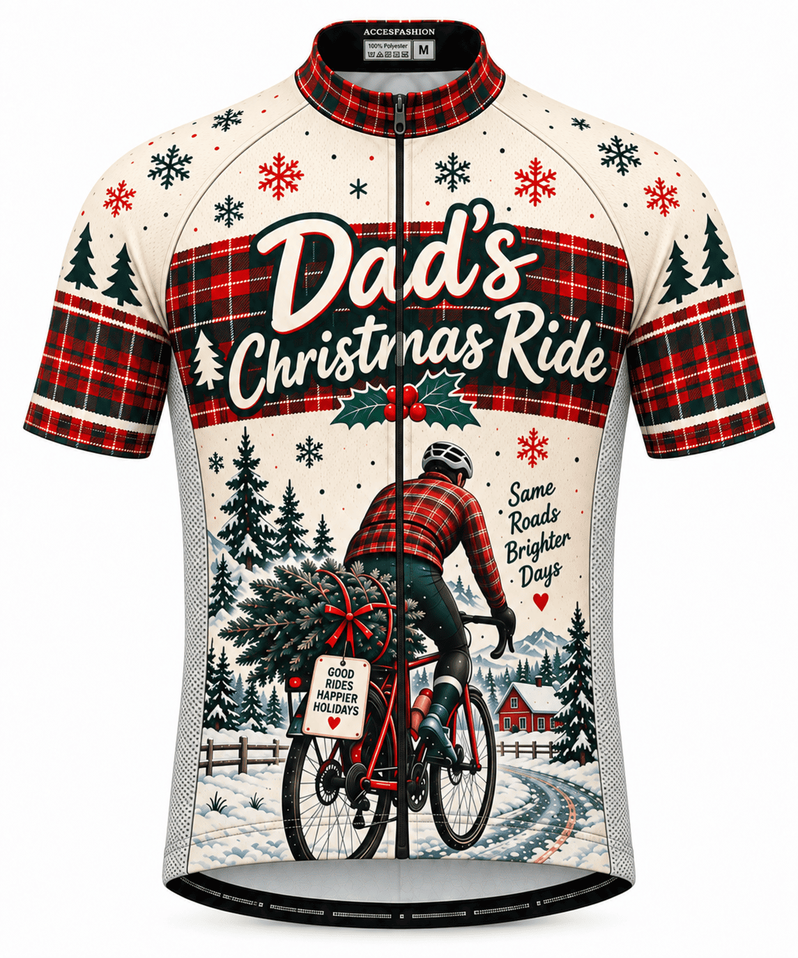 Personalized Dad's Christmas Ride Cycling Jersey & Kit Men Short Sleeve Front Jersey
