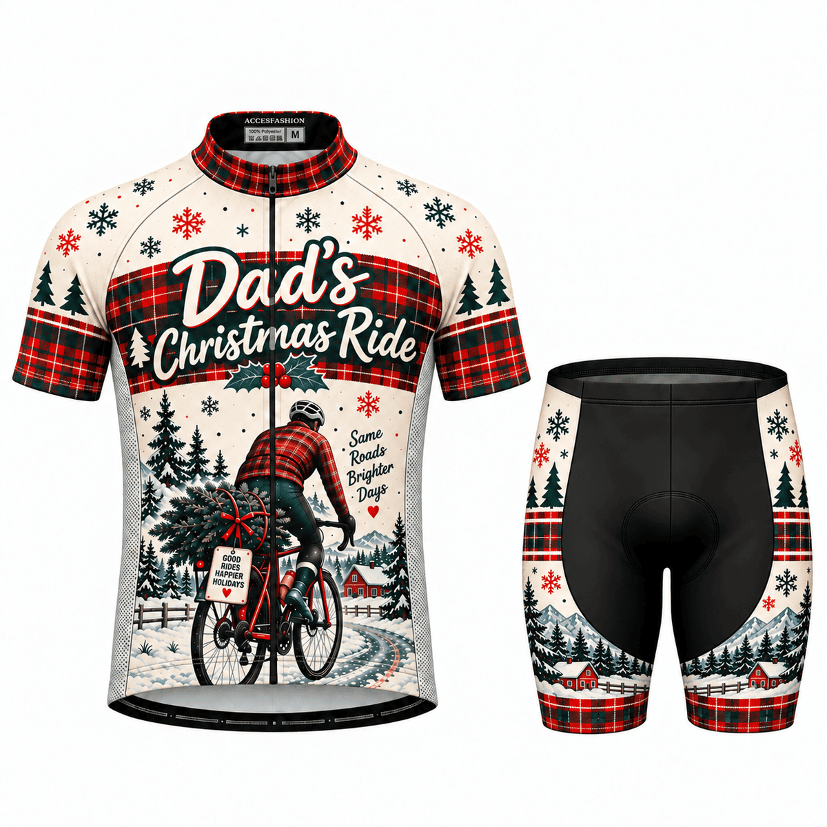 Personalized Dad's Christmas Ride Cycling Jersey & Kit Men Short Sleeve Shorts Kit