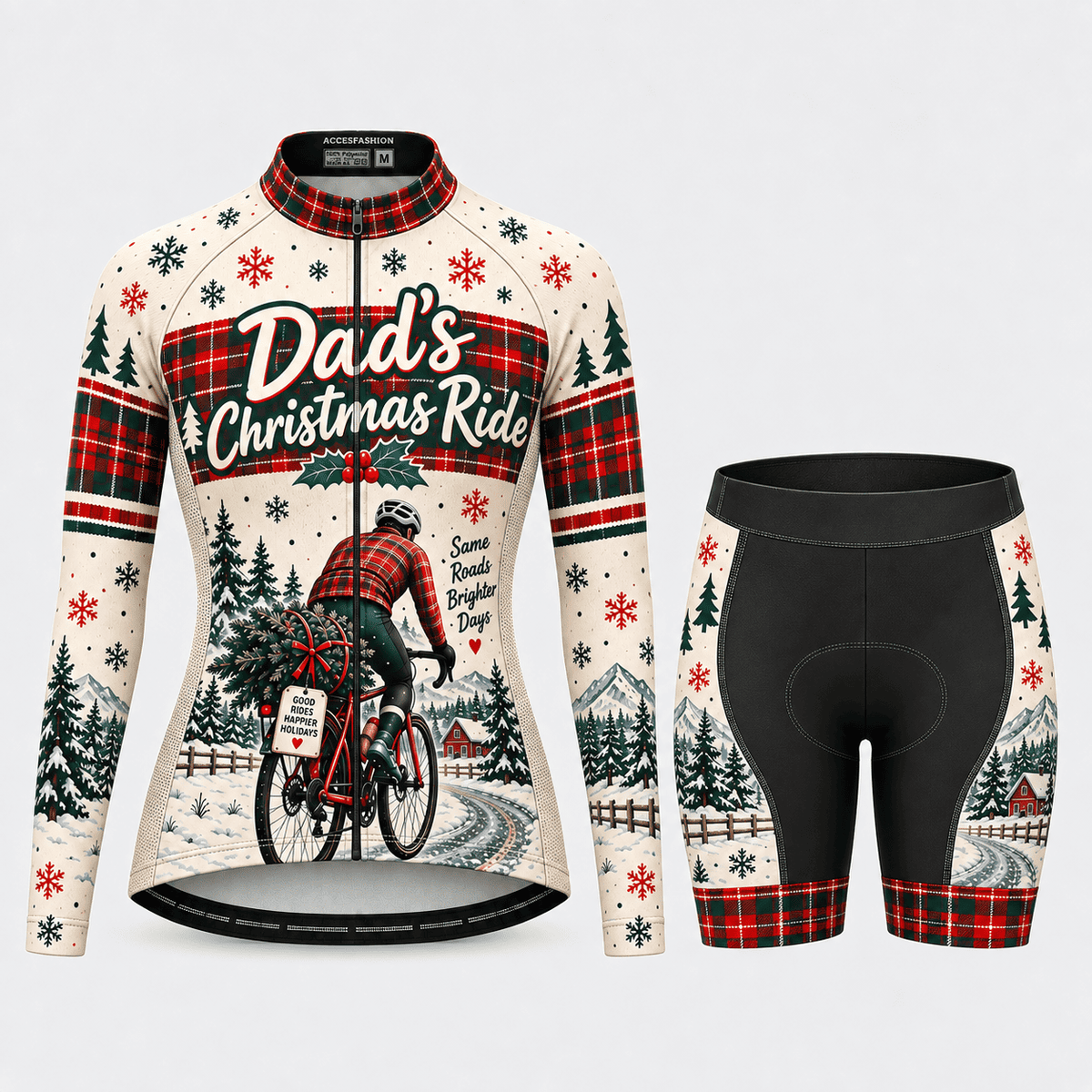 Personalized Dad's Christmas Ride Cycling Jersey & Kit Women Long Sleeve Shorts Kit