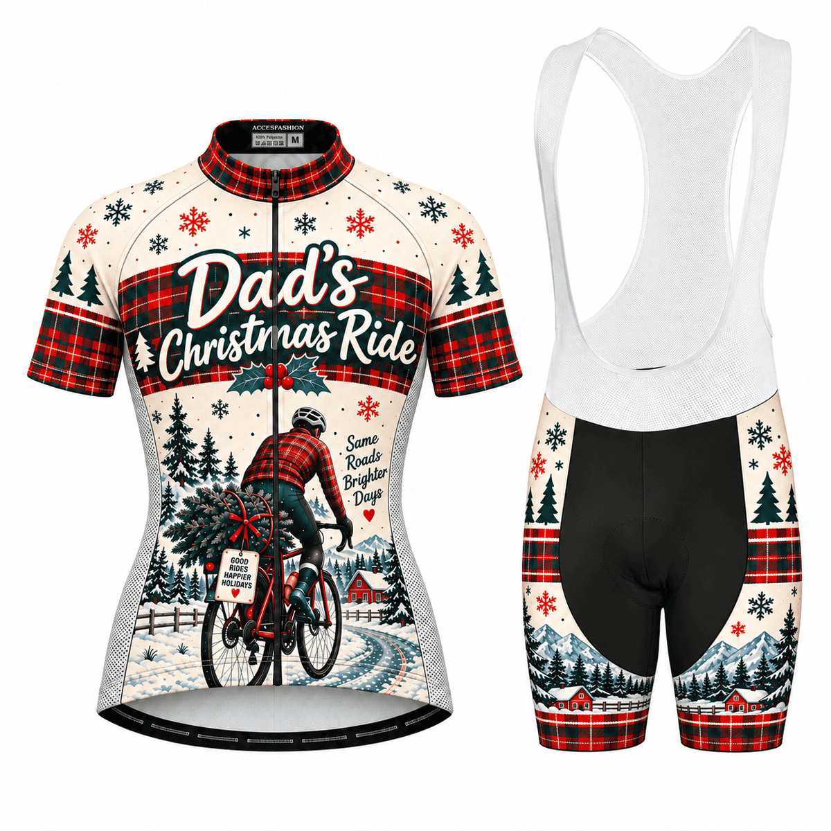 Personalized Dad's Christmas Ride Cycling Jersey & Kit Women Short Sleeve Bib Shorts Kit