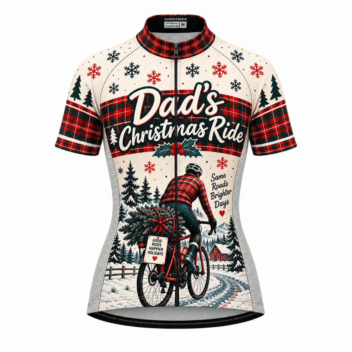 Personalized Dad's Christmas Ride Cycling Jersey & Kit Women Short Sleeve Front Jersey