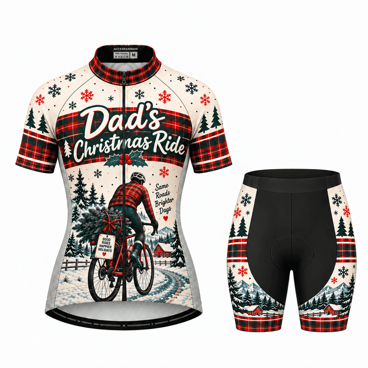 Personalized Dad's Christmas Ride Cycling Jersey & Kit Women Short Sleeve Shorts Kit