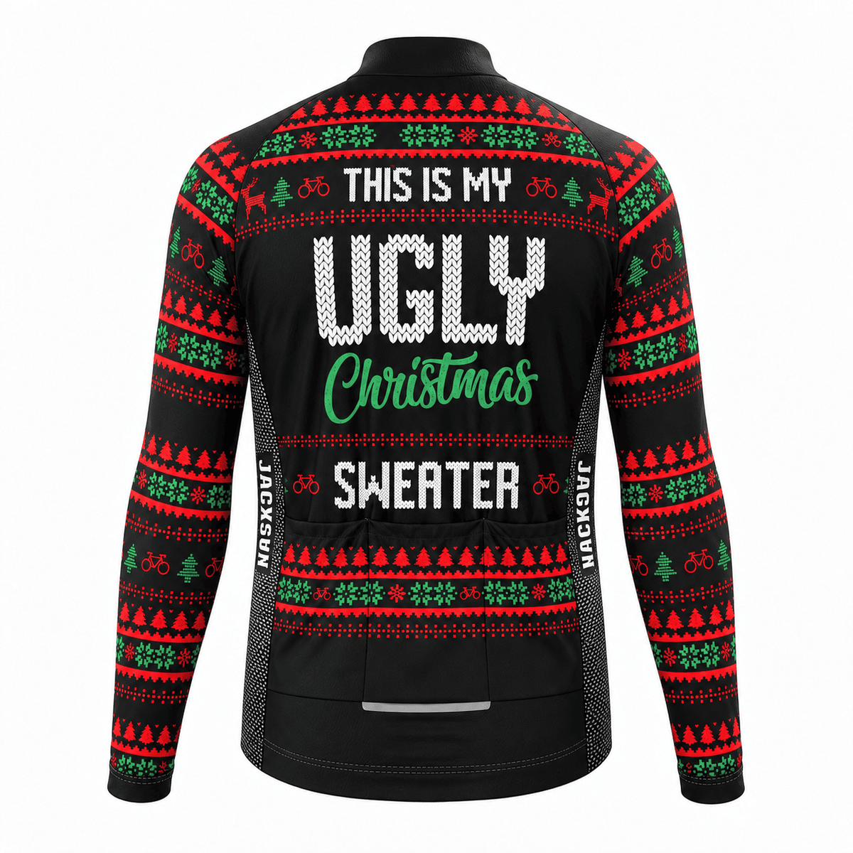 Personalized This Is My Ugly Christmas Sweater Cycling Jersey & Kit Back Custom Name Long Sleeve Jersey