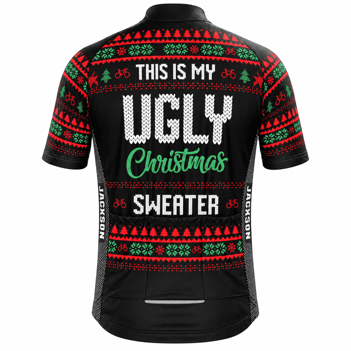 Personalized This Is My Ugly Christmas Sweater Cycling Jersey & Kit Back Custom Name Short Sleeve Jersey