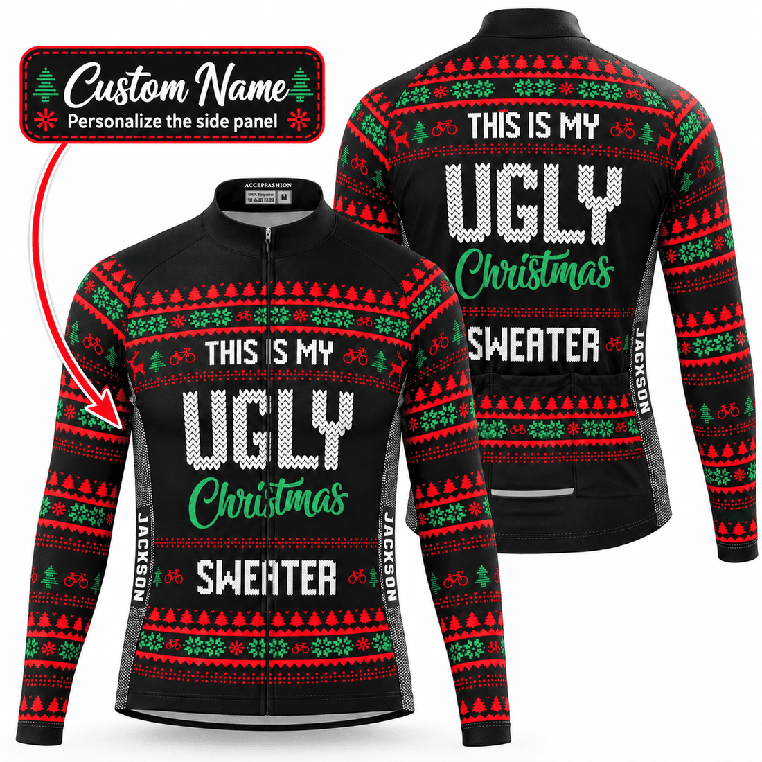 Personalized This Is My Ugly Christmas Sweater Cycling Jersey & Kit Custom Name Mockup