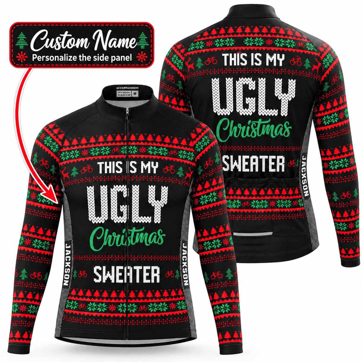 Personalized This Is My Ugly Christmas Sweater Cycling Jersey & Kit Custom Name Mockup