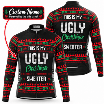 Personalized This Is My Ugly Christmas Sweater Cycling Jersey & Kit Custom Name Mockup