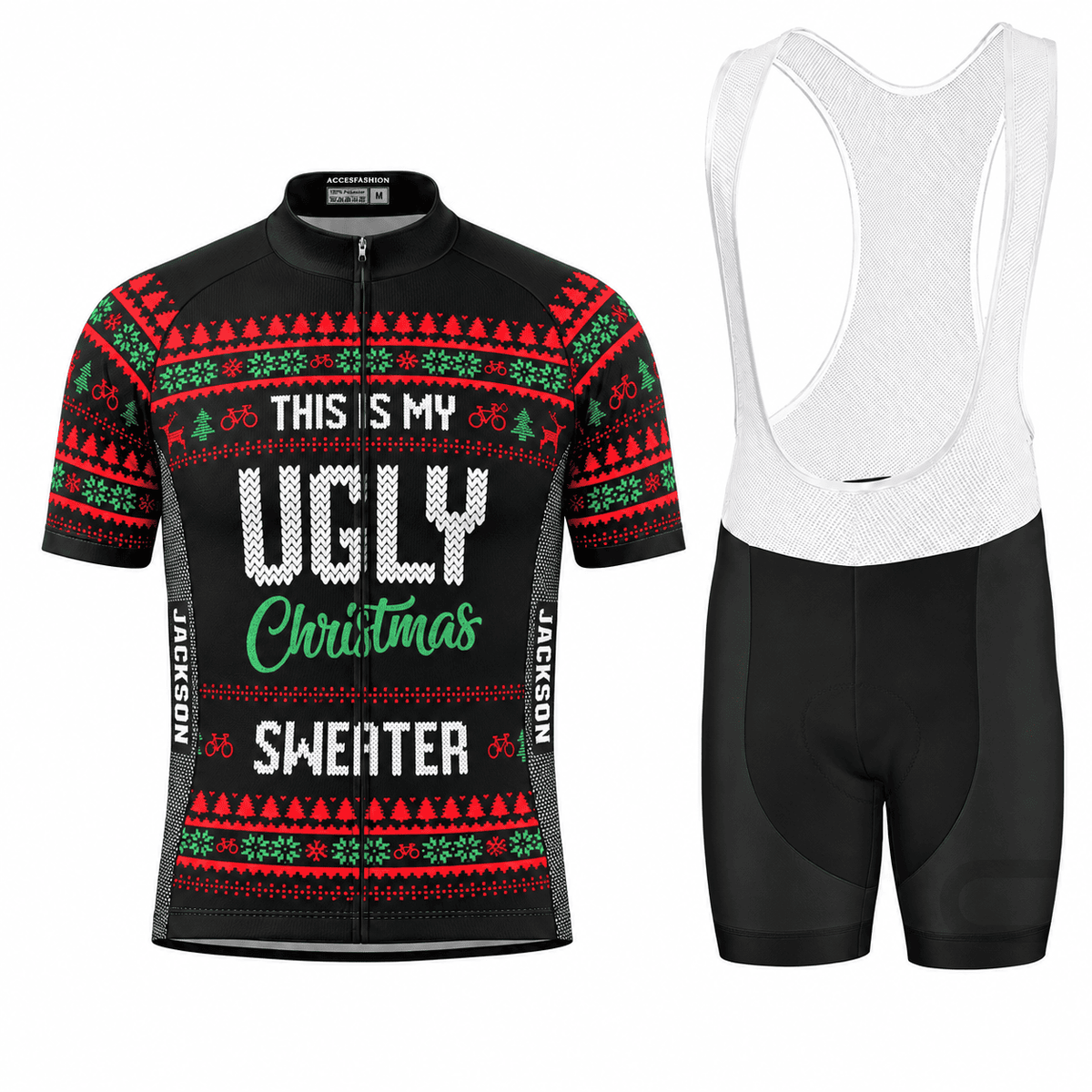 Personalized This Is My Ugly Christmas Sweater Cycling Jersey & Kit Men Short Sleeve Bib Shorts Kit