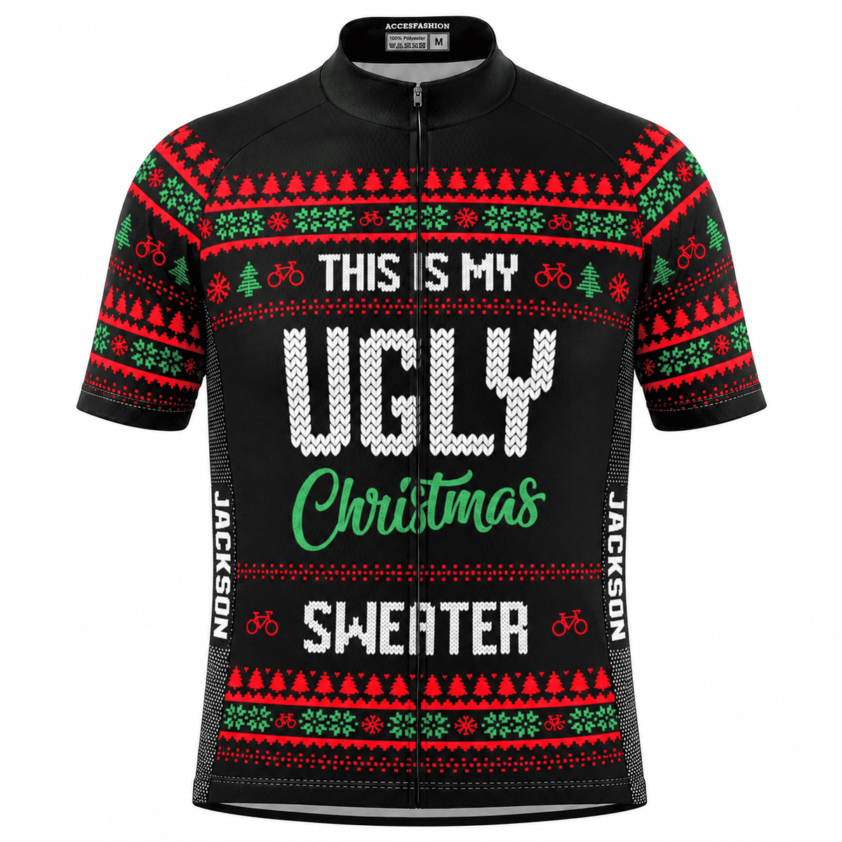 Personalized This Is My Ugly Christmas Sweater Cycling Jersey & Kit Men Short Sleeve Front Jersey