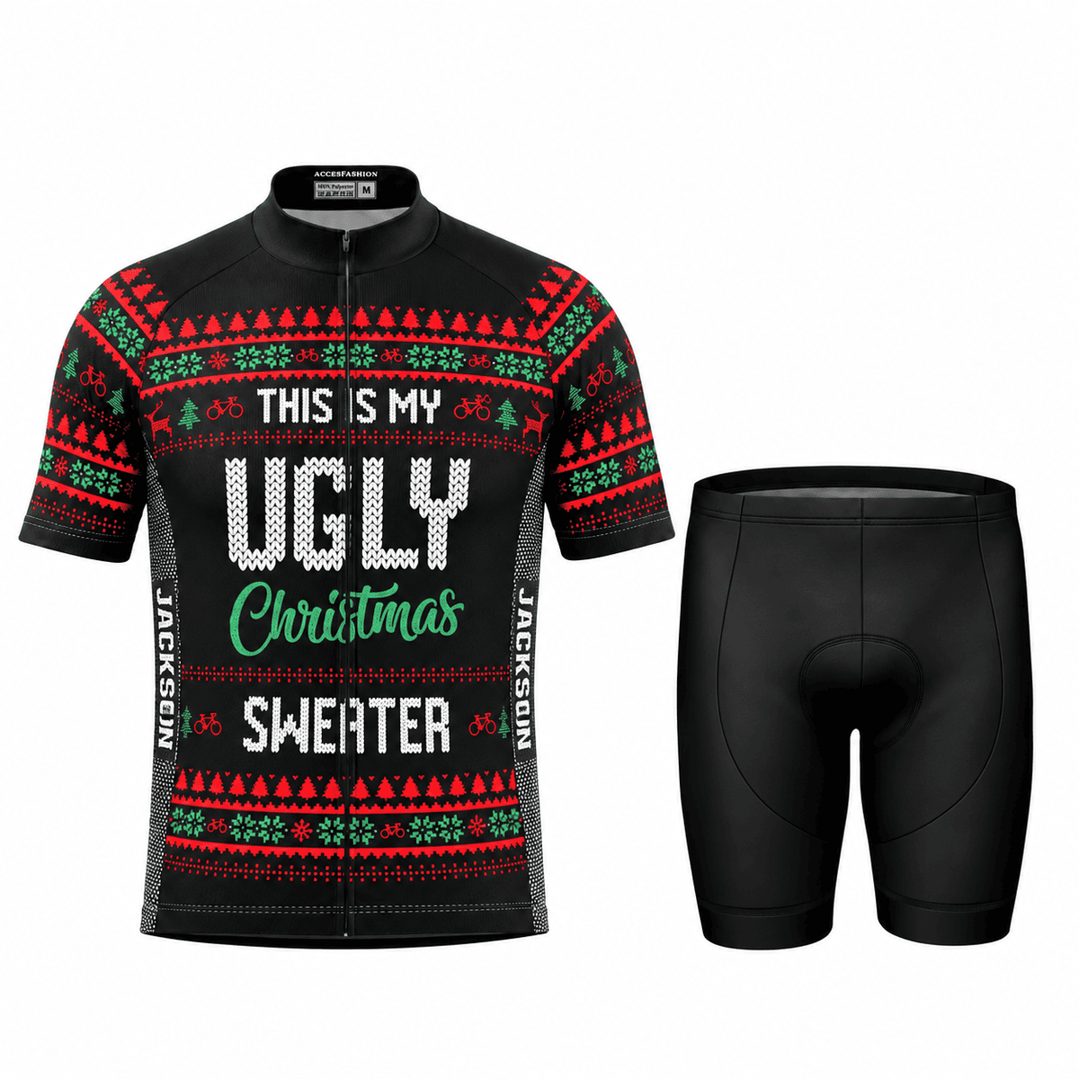 Personalized This Is My Ugly Christmas Sweater Cycling Jersey & Kit Men Short Sleeve Shorts Kit