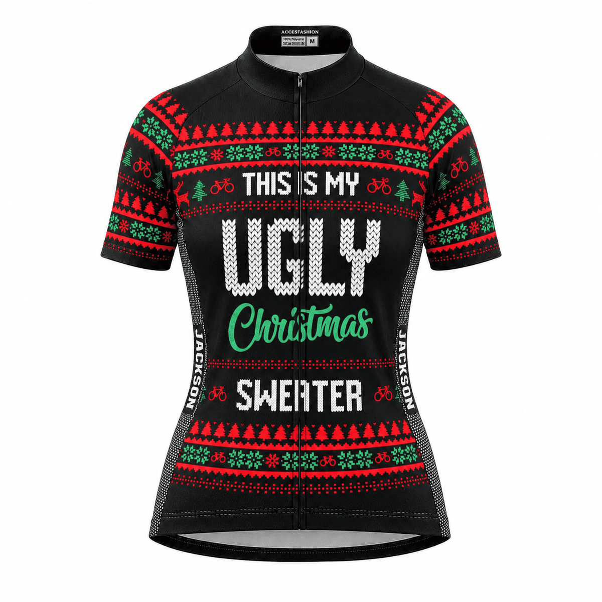 Personalized This Is My Ugly Christmas Sweater Cycling Jersey & Kit Women Short Sleeve Front Jersey