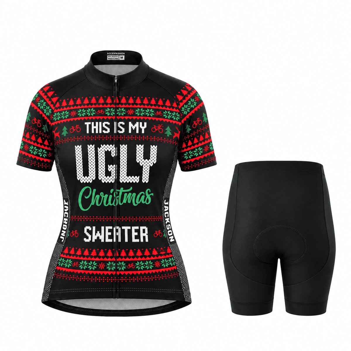 Personalized This Is My Ugly Christmas Sweater Cycling Jersey & Kit Women Short Sleeve Shorts Kit