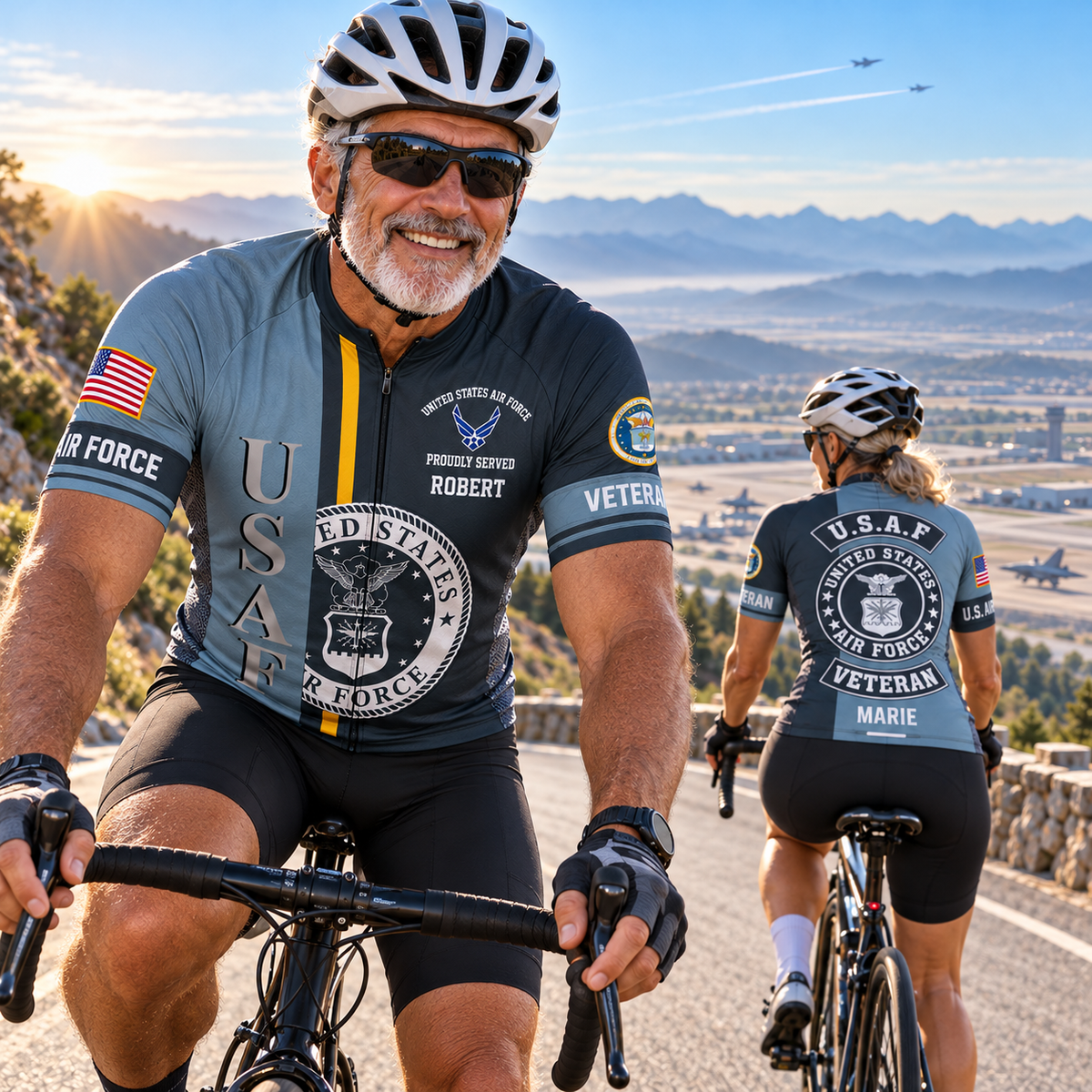 Personalized U.S. Air Force Veteran Proudly Served Cycling Jersey & Kit - Lifestyle