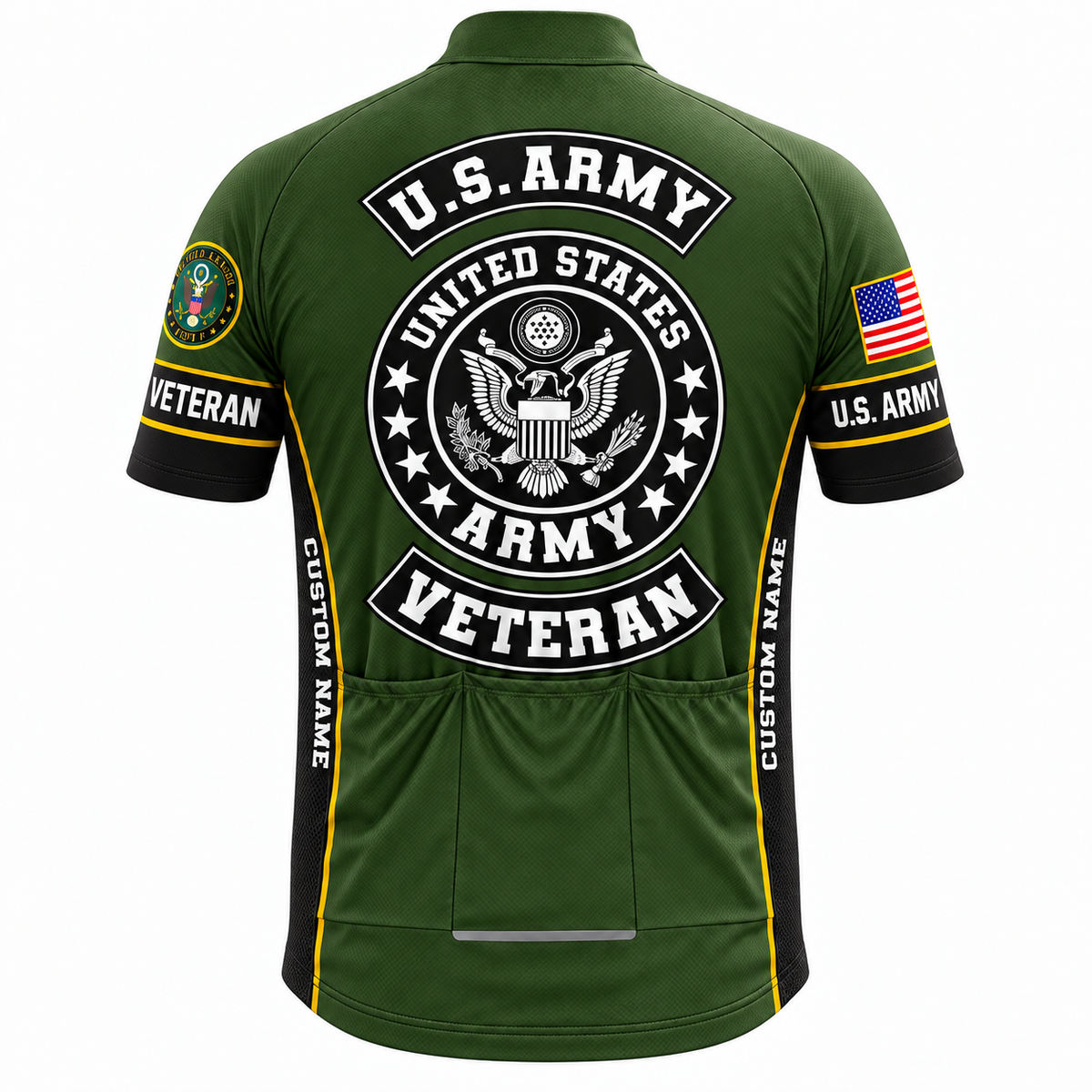 Personalized U.S. Army Veteran Proudly Served Cycling Jersey & Kit - Back Jersey