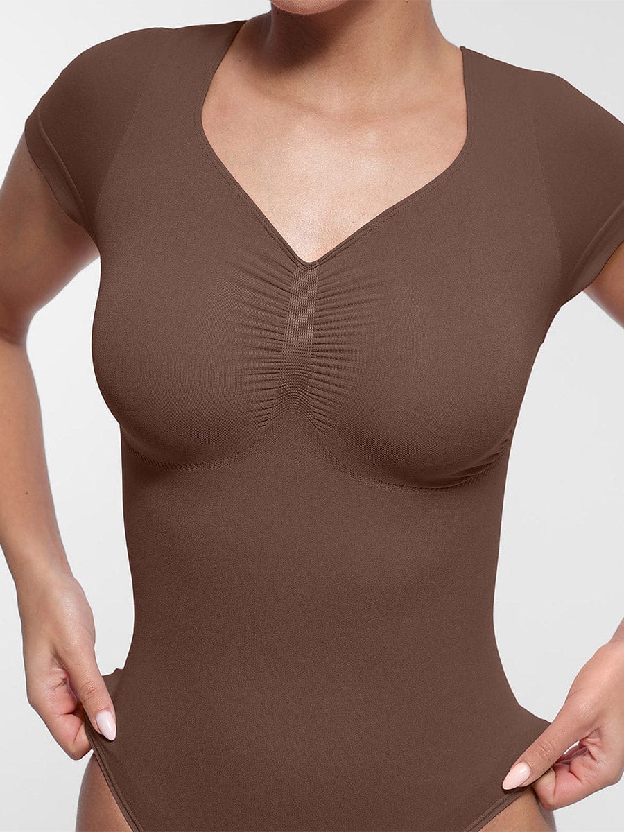 Seamless Bust Support Waist & Abdomen Shaping Thong Bodysuit