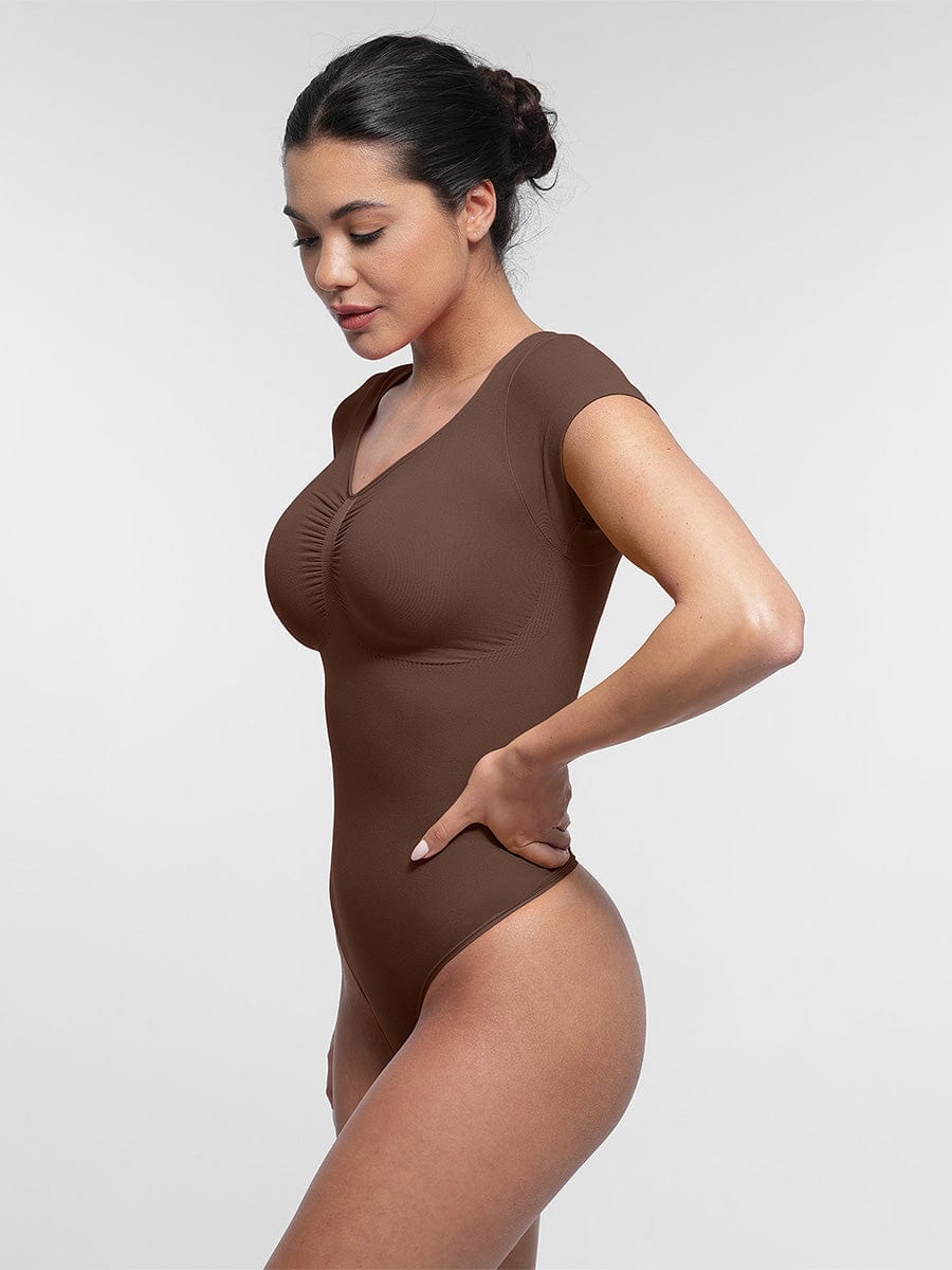 Seamless Bust Support Waist & Abdomen Shaping Thong Bodysuit