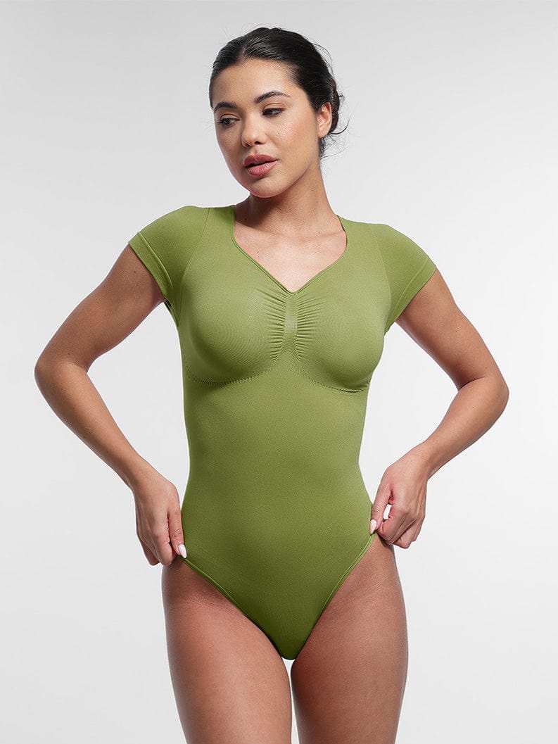 Seamless Bust Support Waist & Abdomen Shaping Thong Bodysuit