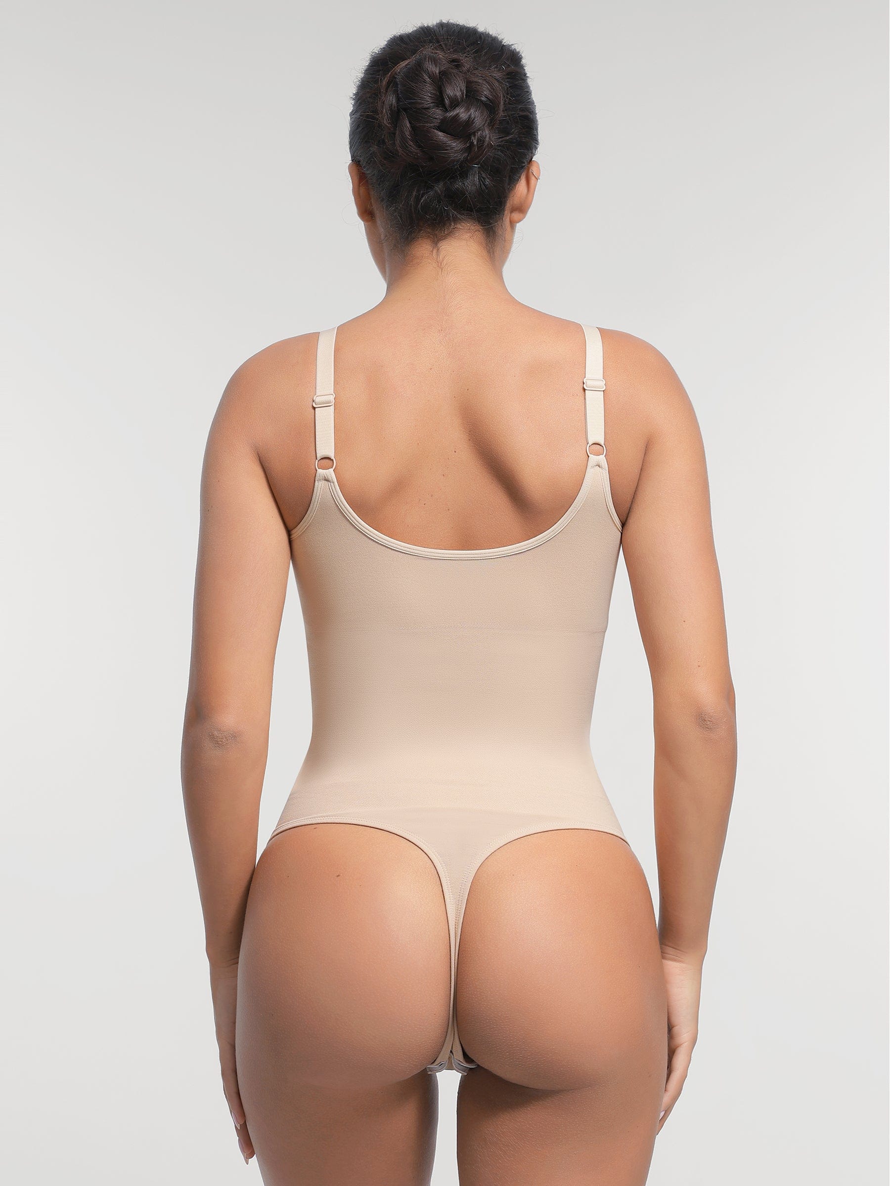 Seamless Built-in Bra Waist and Tummy Control Thong Bodysuit