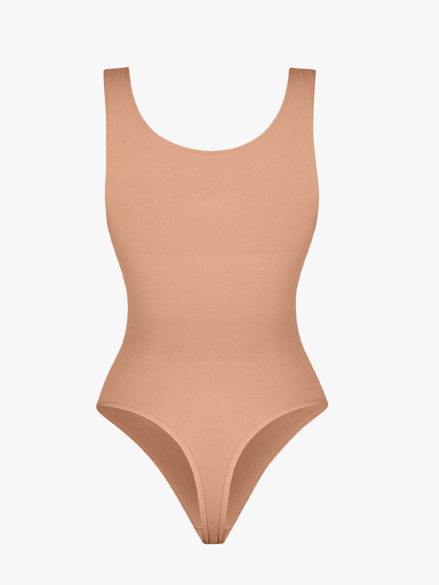 Seamless Bust Support Waist and Abdomen Control Thong Bodysuit