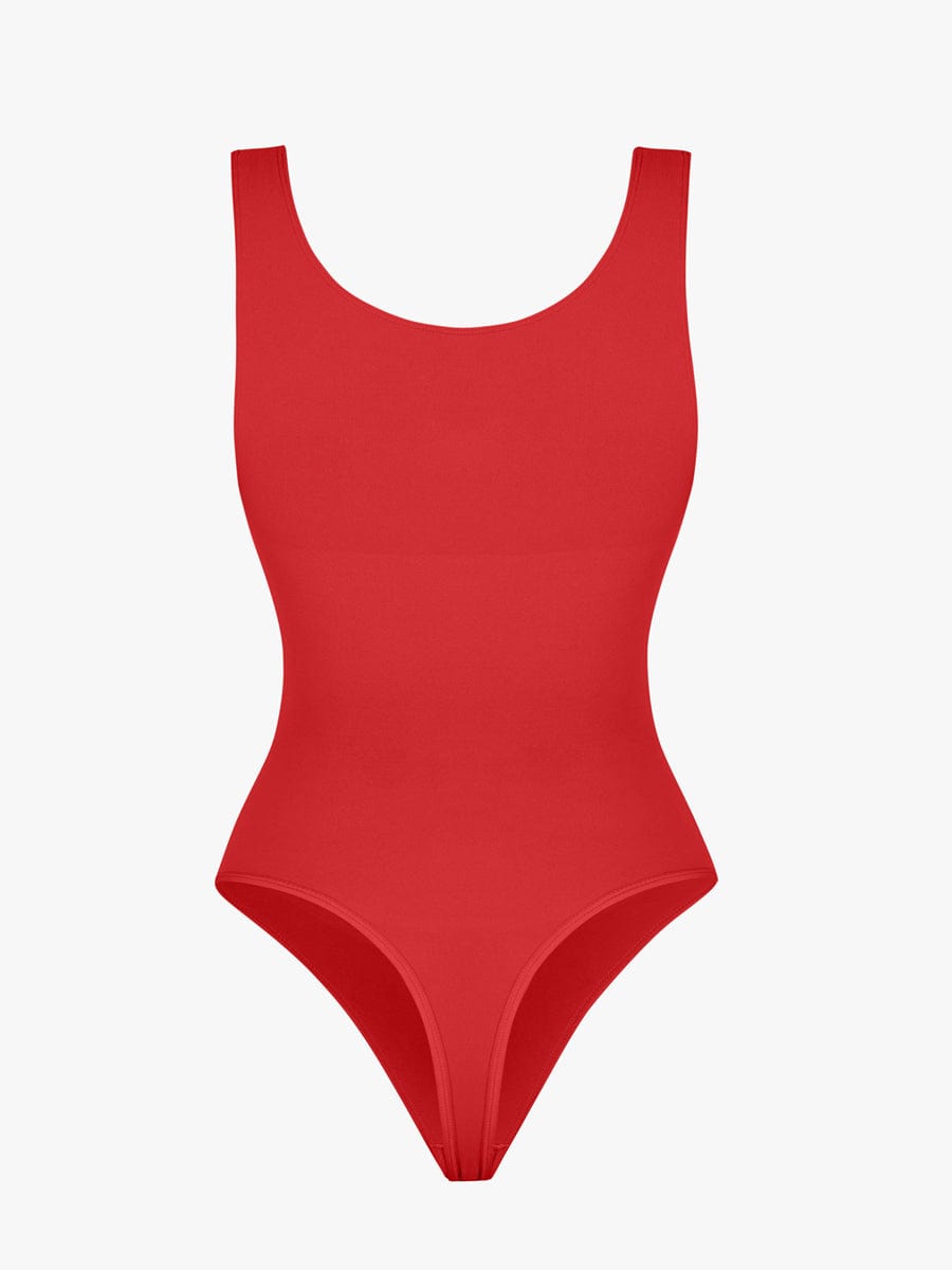 Seamless Bust Support Waist and Abdomen Control Thong Bodysuit