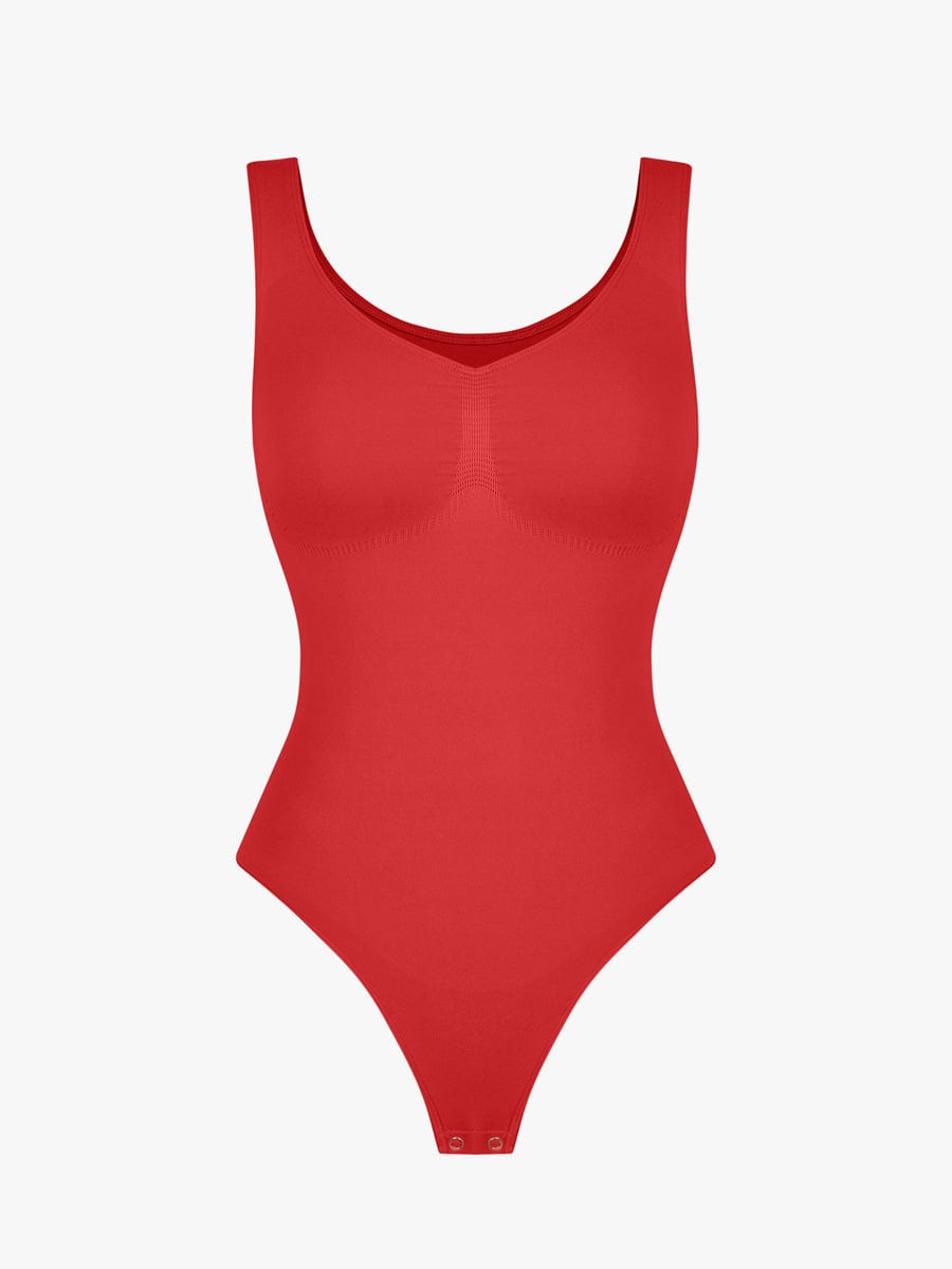 Seamless Bust Support Waist and Abdomen Control Thong Bodysuit