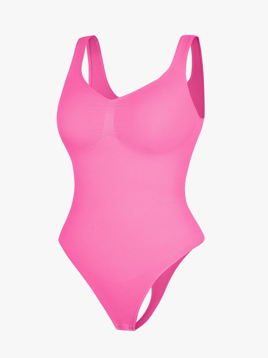 Seamless Bust Support Waist and Abdomen Control Thong Bodysuit