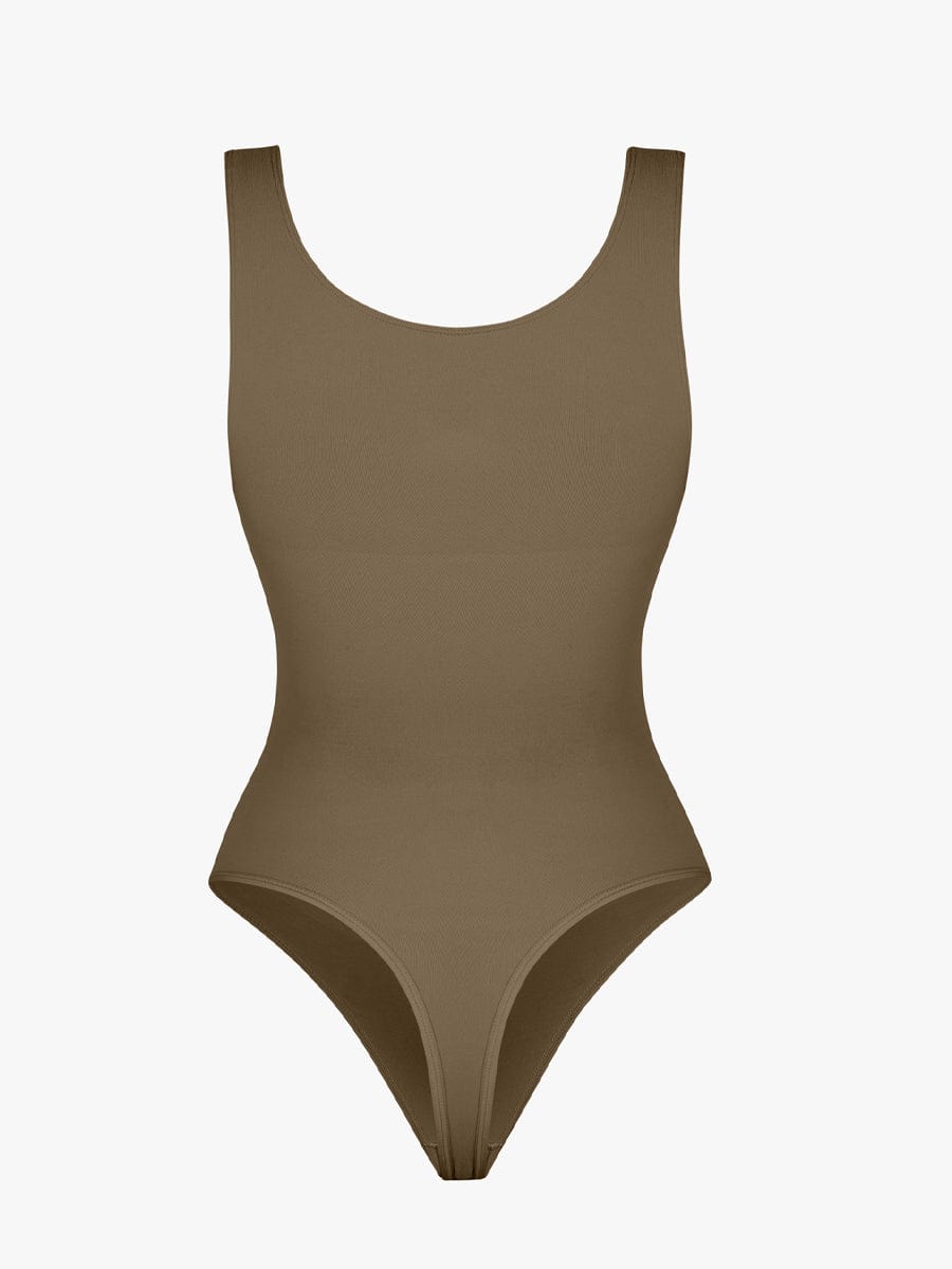 Seamless Bust Support Waist and Abdomen Control Thong Bodysuit