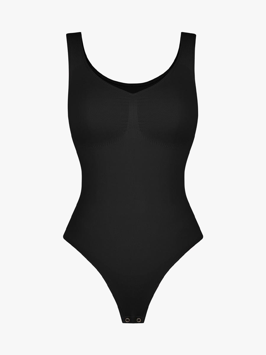 Seamless Bust Support Waist and Abdomen Control Thong Bodysuit
