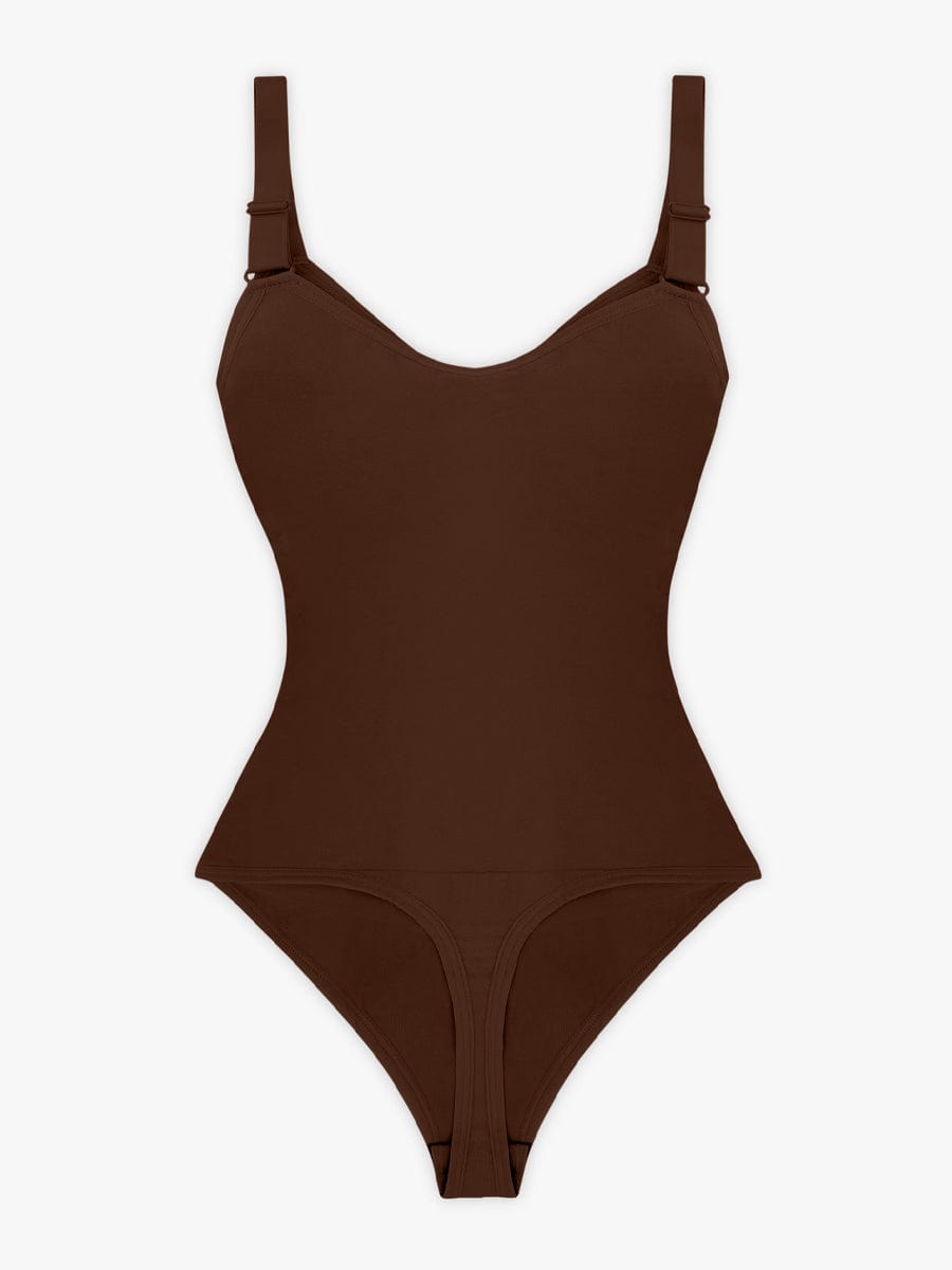 Seamless Plunge Chest Support Bodysuit with Clips Inside