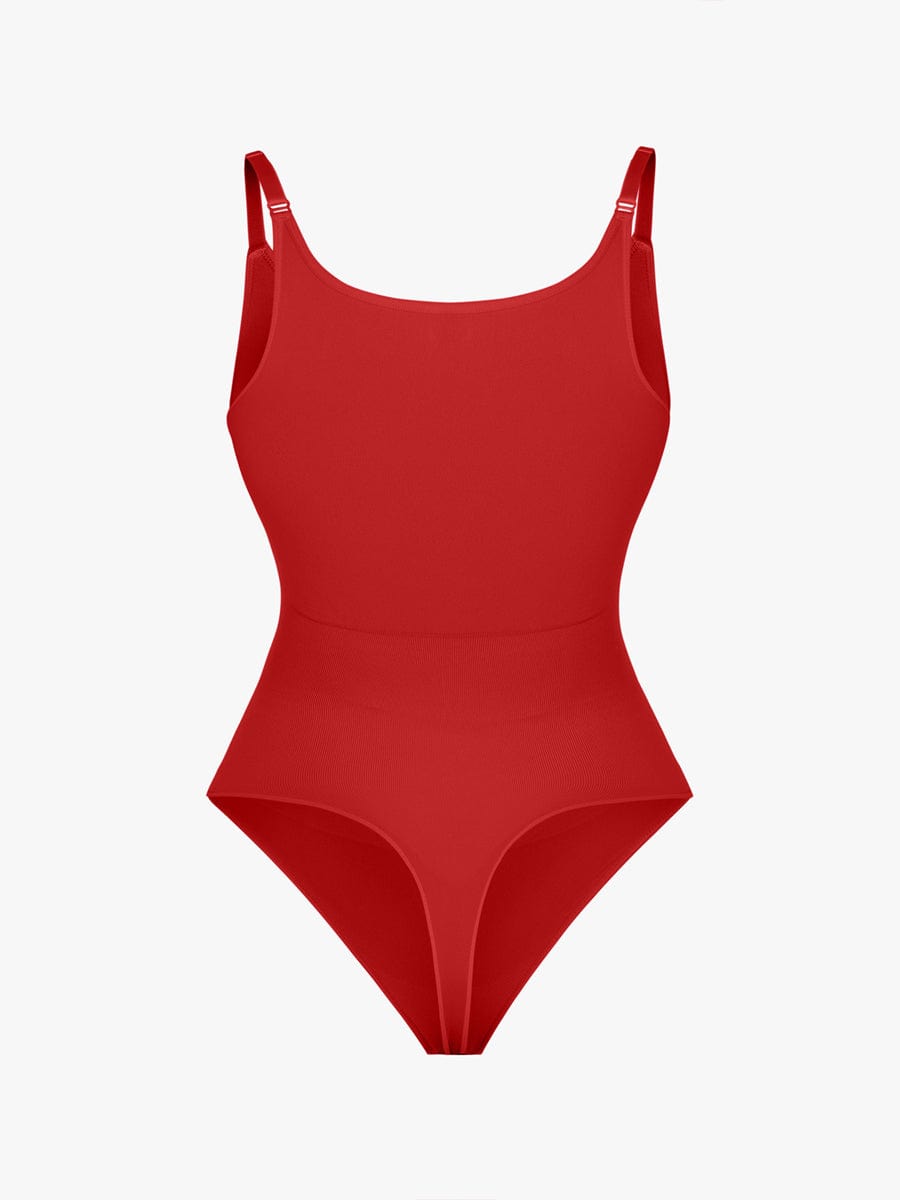 Seamless Bra Free Cami Tummy Control Thong Bodysuit with Removable Pads