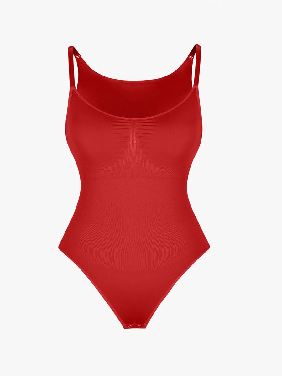 Seamless Bra Free Cami Tummy Control Thong Bodysuit with Removable Pads