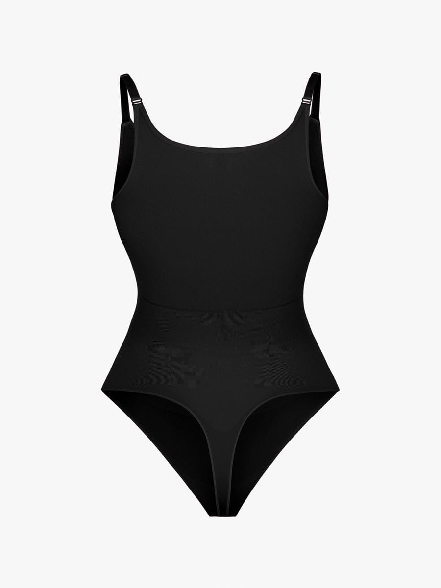 Seamless Bra Free Cami Tummy Control Thong Bodysuit with Removable Pads