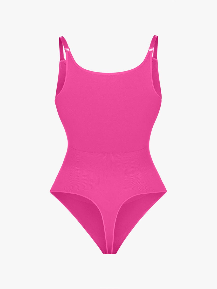Seamless Bra Free Cami Tummy Control Thong Bodysuit with Removable Pads
