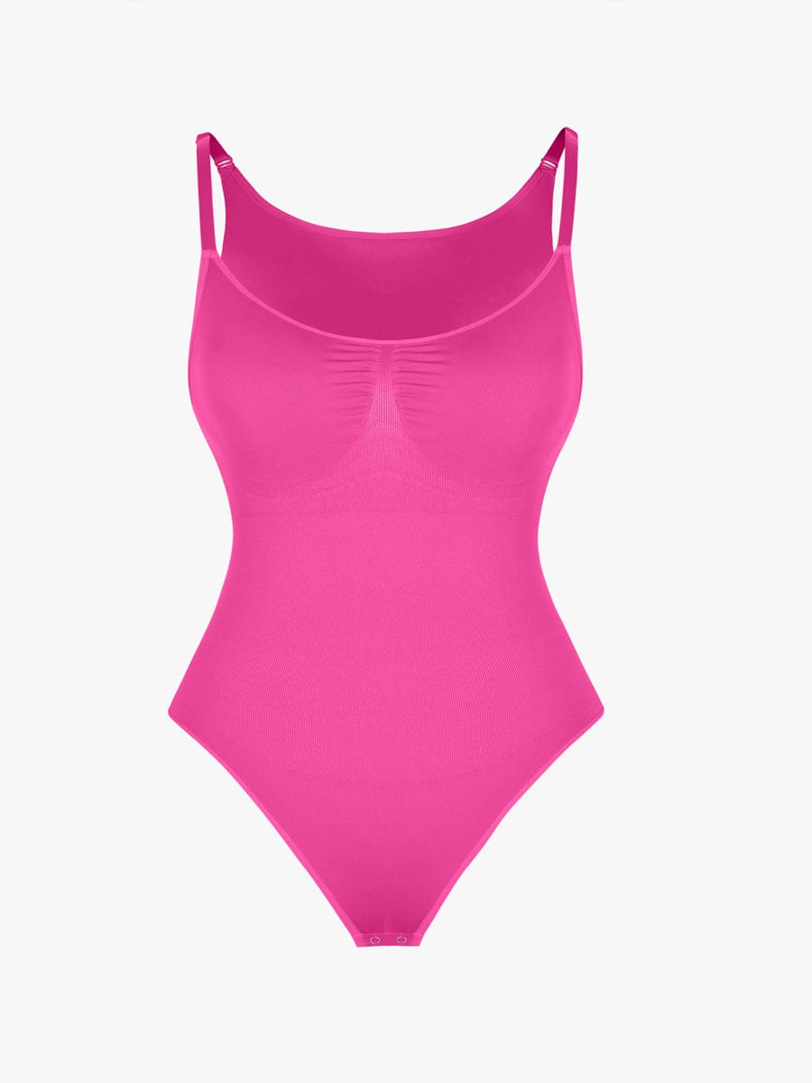 Seamless Bra Free Cami Tummy Control Thong Bodysuit with Removable Pads