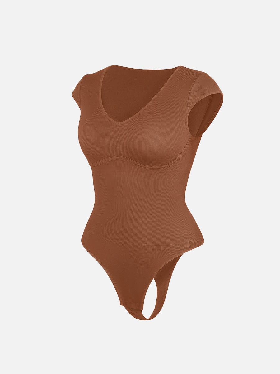 Seamless Deep V Waist and Abdomen Shaping Thong Bodysuit