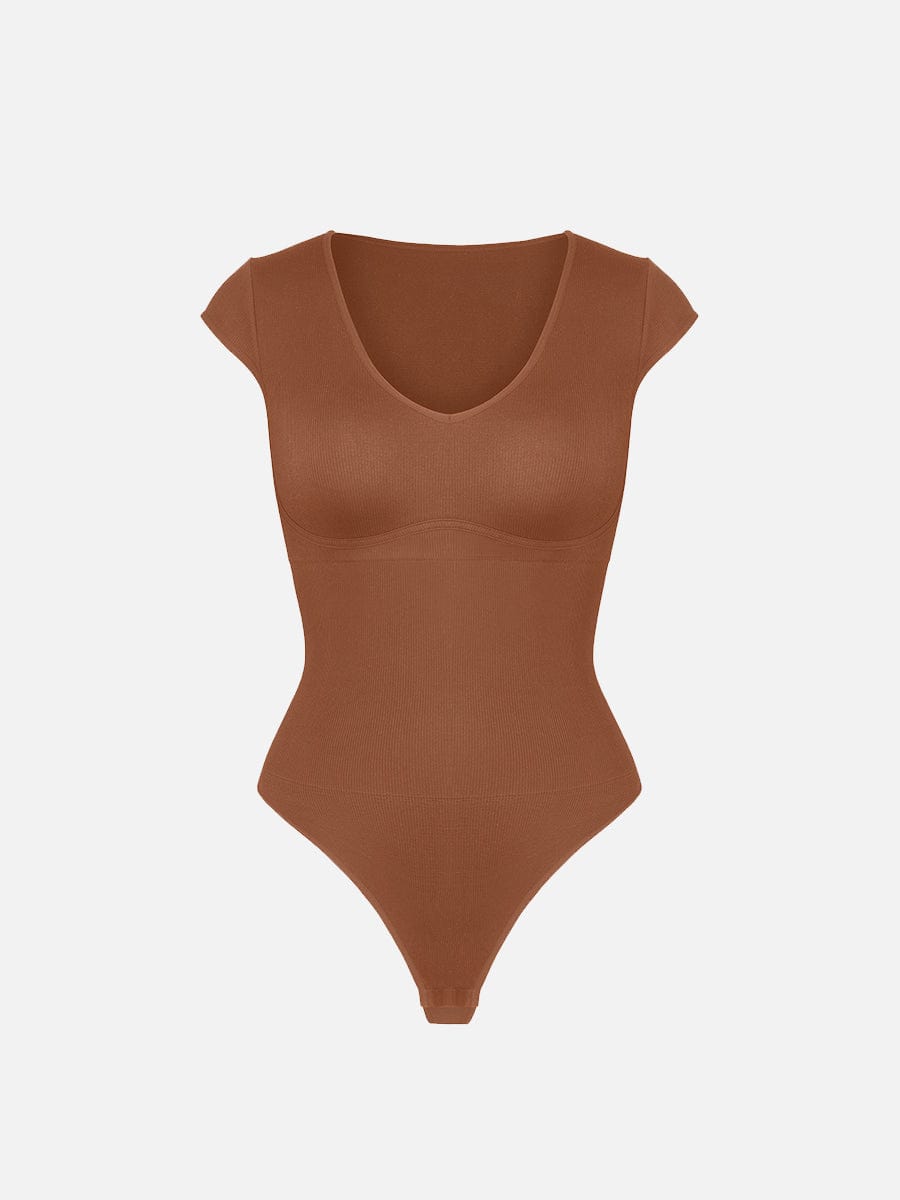Seamless Deep V Waist and Abdomen Shaping Thong Bodysuit