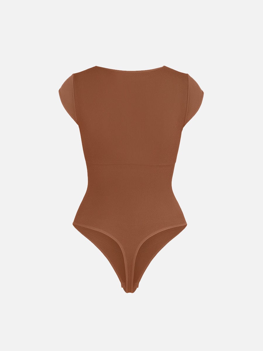 Seamless Deep V Waist and Abdomen Shaping Thong Bodysuit