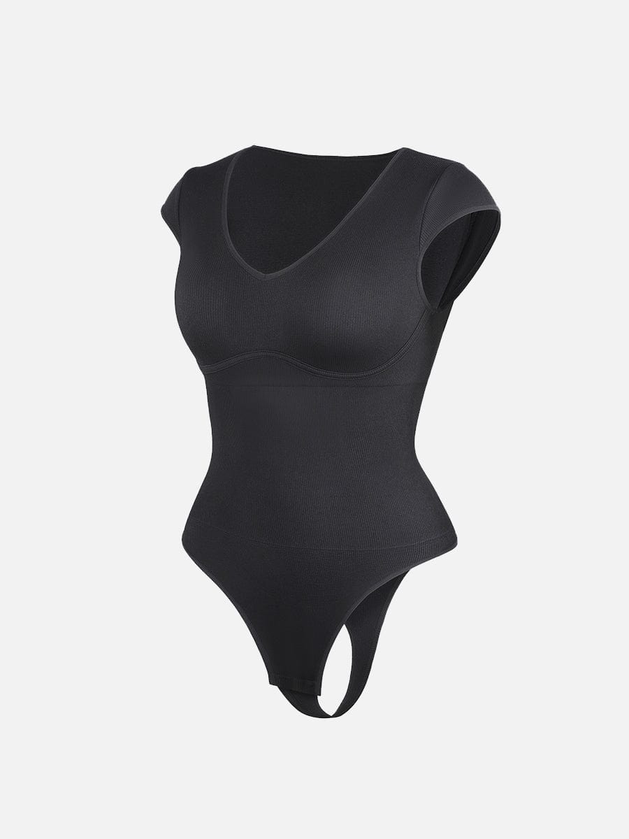 Seamless Deep V Waist and Abdomen Shaping Thong Bodysuit