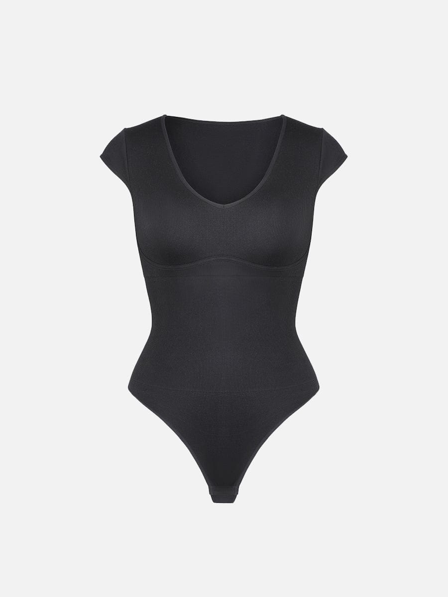 Seamless Deep V Waist and Abdomen Shaping Thong Bodysuit