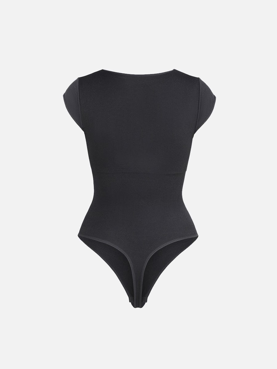 Seamless Deep V Waist and Abdomen Shaping Thong Bodysuit