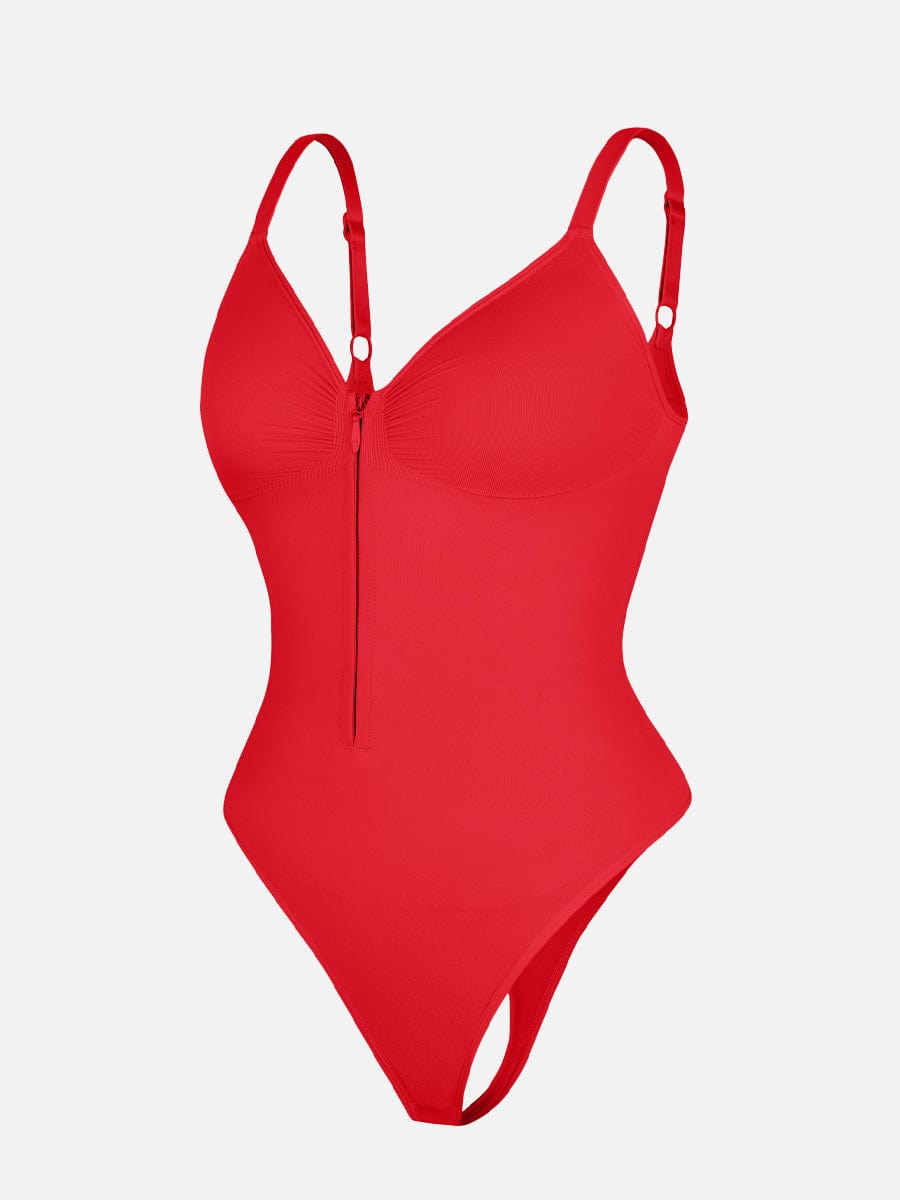 Seamless Plunge Chest Support Bodysuit with Clips Inside