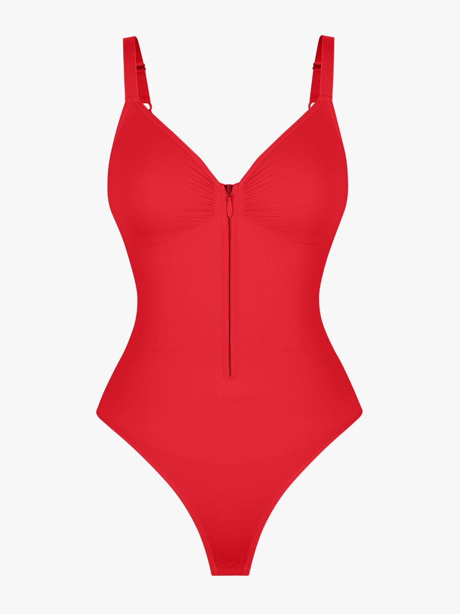 Seamless Plunge Chest Support Bodysuit with Clips Inside