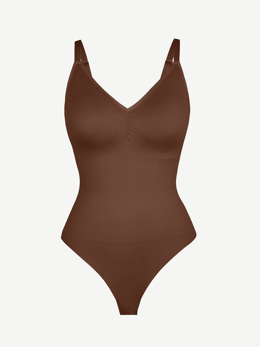 Seamless Built-in Bra Waist and Tummy Control Thong Bodysuit