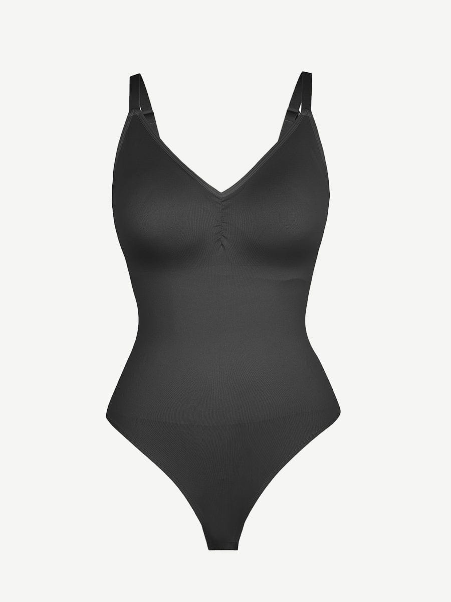 Seamless Built-in Bra Waist and Tummy Control Thong Bodysuit