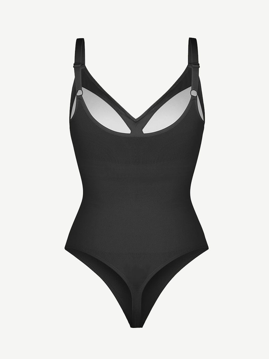 Seamless Built-in Bra Waist and Tummy Control Thong Bodysuit