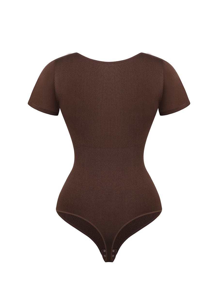 Seamless One-Piece Short-Sleeved Thong Bodysuit