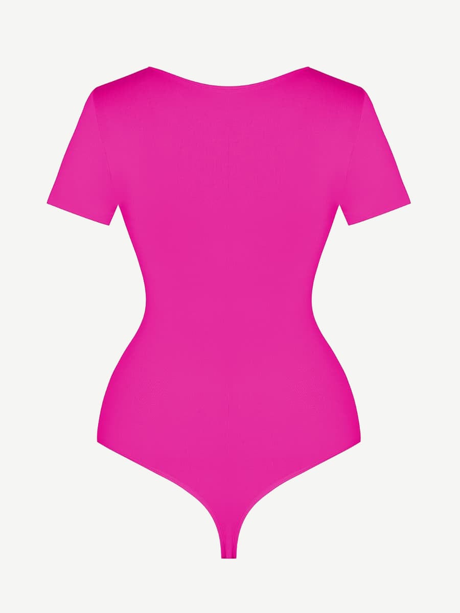 Seamless One-Piece Short-Sleeved Thong Bodysuit