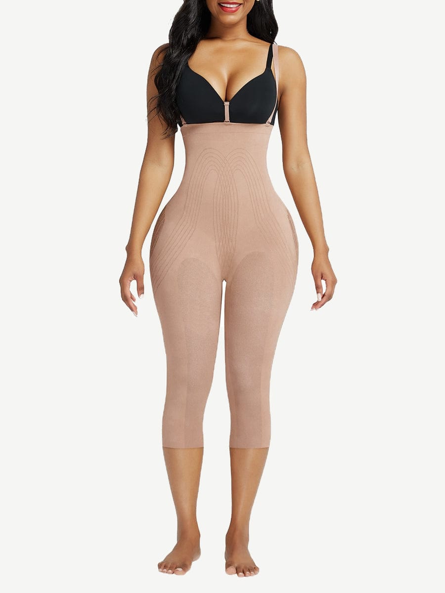 Black Plus Size Full Body Shaper With Open Crotch Smooth Silhouette
